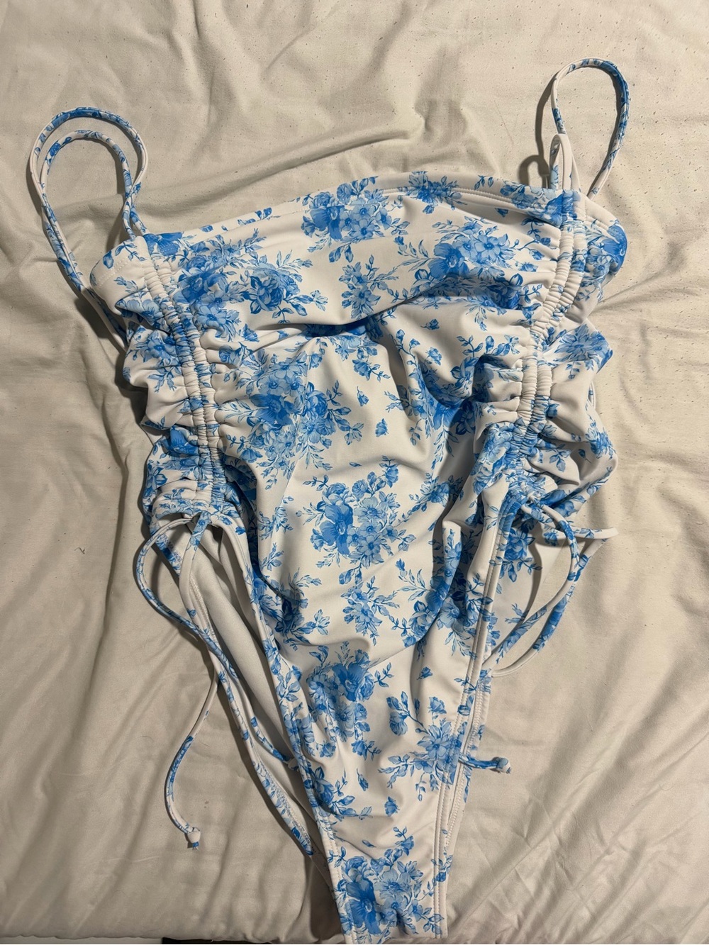 Target White and Blue Floral One-Piece Swimsuit